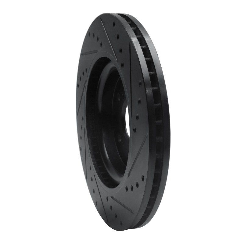 Honda CR-V Brake Rotor (1) - Front Left - R1 Concepts - Drilled & Slotted - Black - `20-`22